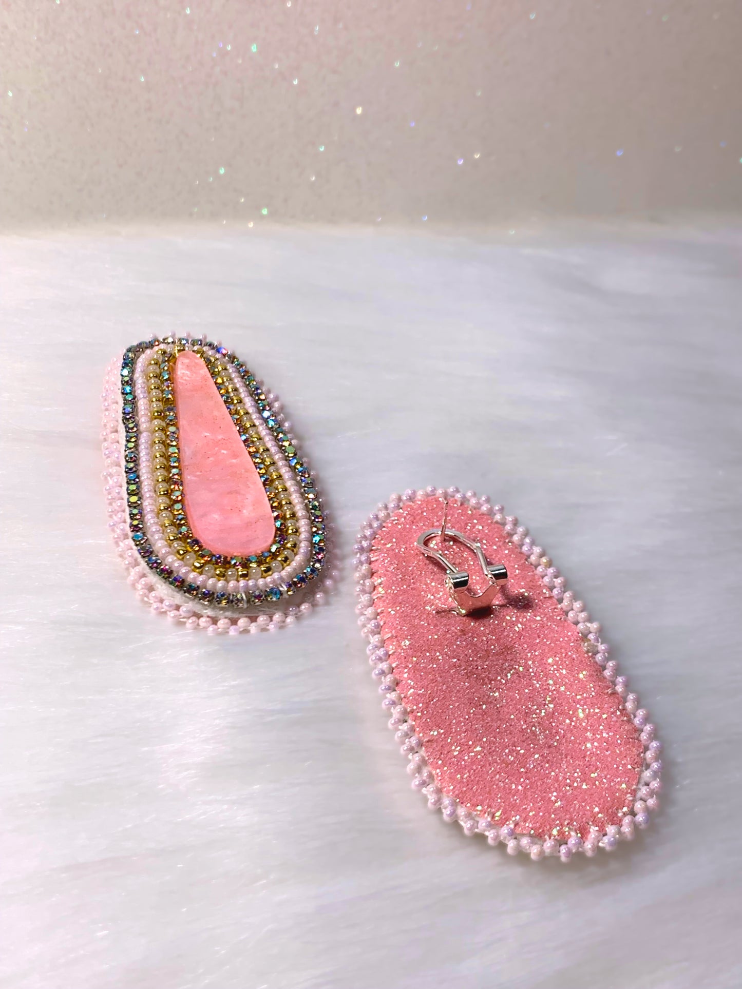 Pink & Gold Beaded Earrings