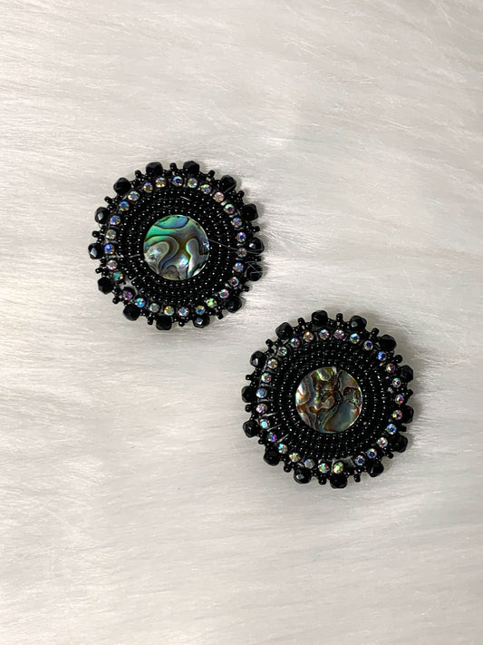 Black Beaded Earrings