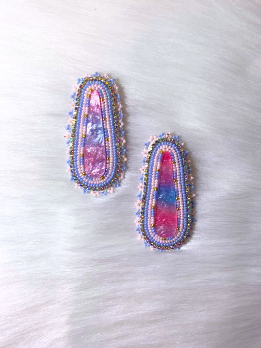 Pink & Blue Beaded Earrings