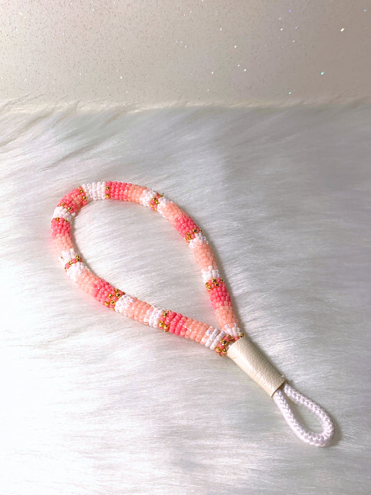 Pink Beaded Wristlet