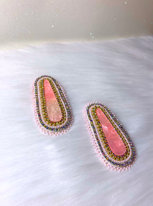 Pink & Gold Beaded Earrings