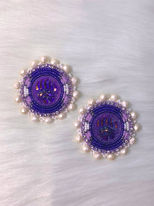 Purple Bearpaw Earrings