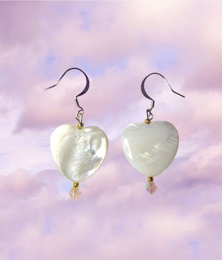 White Heart Shaped Earrings