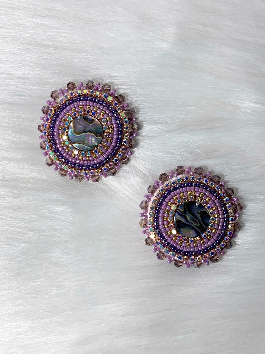 Purple Beaded Earrings